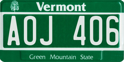 VT license plate AOJ406