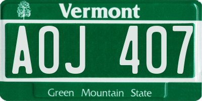 VT license plate AOJ407