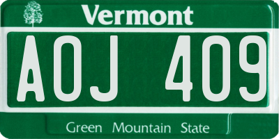 VT license plate AOJ409