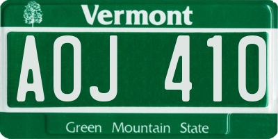 VT license plate AOJ410
