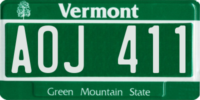 VT license plate AOJ411
