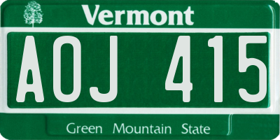VT license plate AOJ415