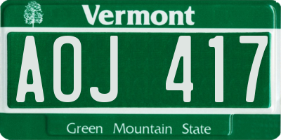 VT license plate AOJ417