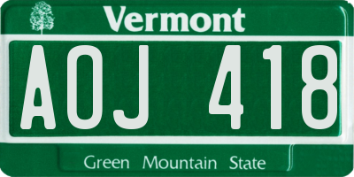 VT license plate AOJ418