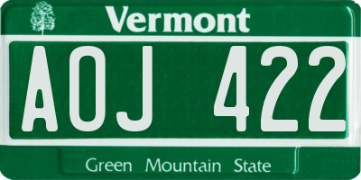 VT license plate AOJ422