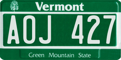 VT license plate AOJ427