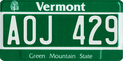 VT license plate AOJ429