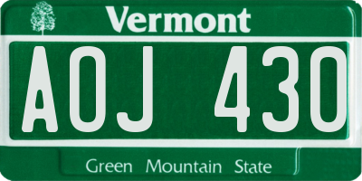 VT license plate AOJ430