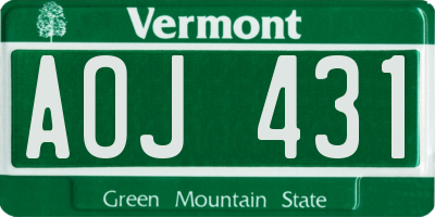 VT license plate AOJ431