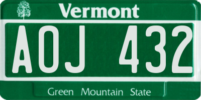 VT license plate AOJ432