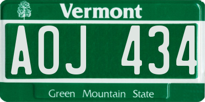 VT license plate AOJ434