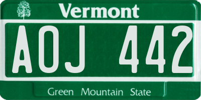 VT license plate AOJ442