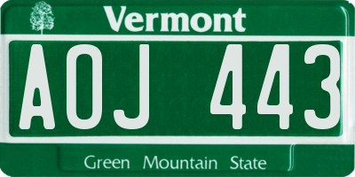 VT license plate AOJ443