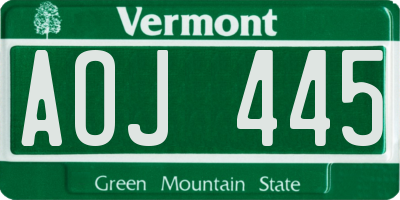 VT license plate AOJ445