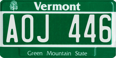 VT license plate AOJ446
