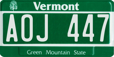 VT license plate AOJ447