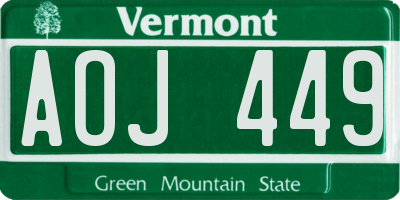 VT license plate AOJ449