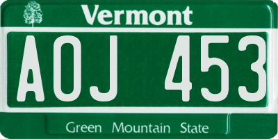 VT license plate AOJ453