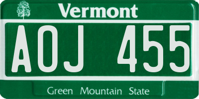 VT license plate AOJ455