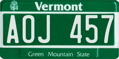 VT license plate AOJ457