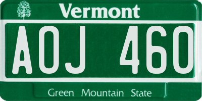 VT license plate AOJ460