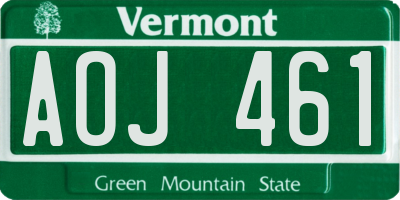 VT license plate AOJ461