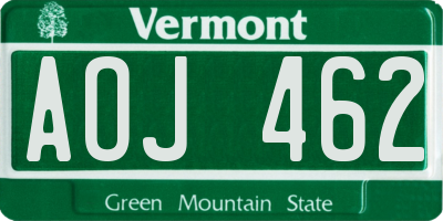 VT license plate AOJ462