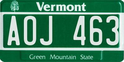 VT license plate AOJ463
