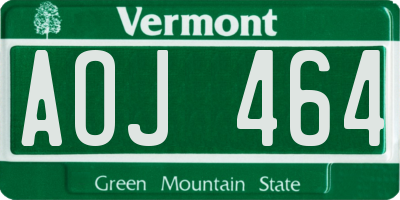 VT license plate AOJ464