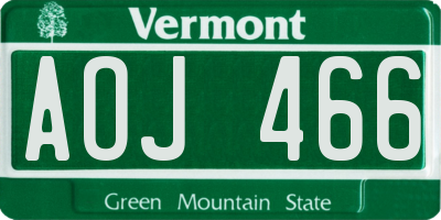 VT license plate AOJ466