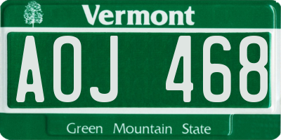 VT license plate AOJ468