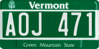 VT license plate AOJ471