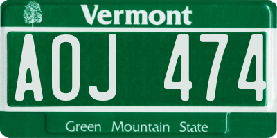 VT license plate AOJ474