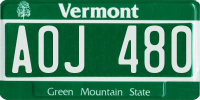 VT license plate AOJ480