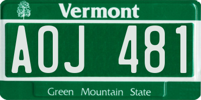 VT license plate AOJ481