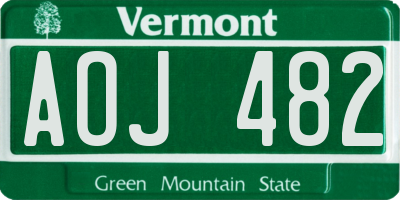 VT license plate AOJ482