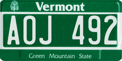 VT license plate AOJ492