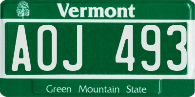 VT license plate AOJ493