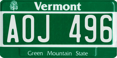 VT license plate AOJ496