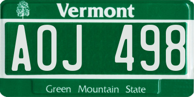 VT license plate AOJ498