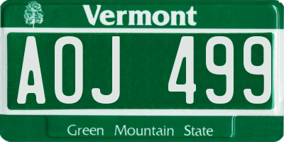 VT license plate AOJ499