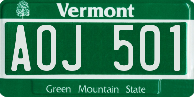 VT license plate AOJ501