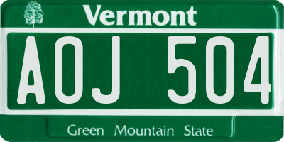 VT license plate AOJ504