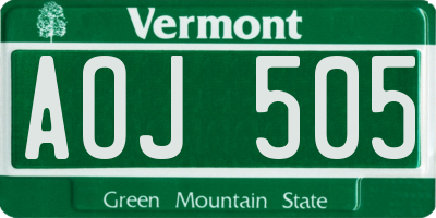 VT license plate AOJ505