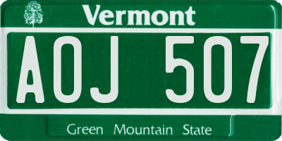 VT license plate AOJ507