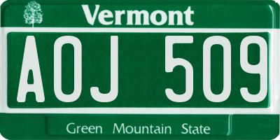 VT license plate AOJ509