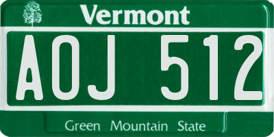 VT license plate AOJ512