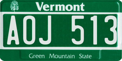 VT license plate AOJ513
