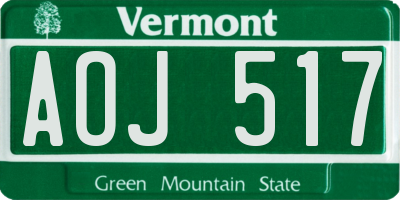 VT license plate AOJ517