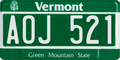 VT license plate AOJ521